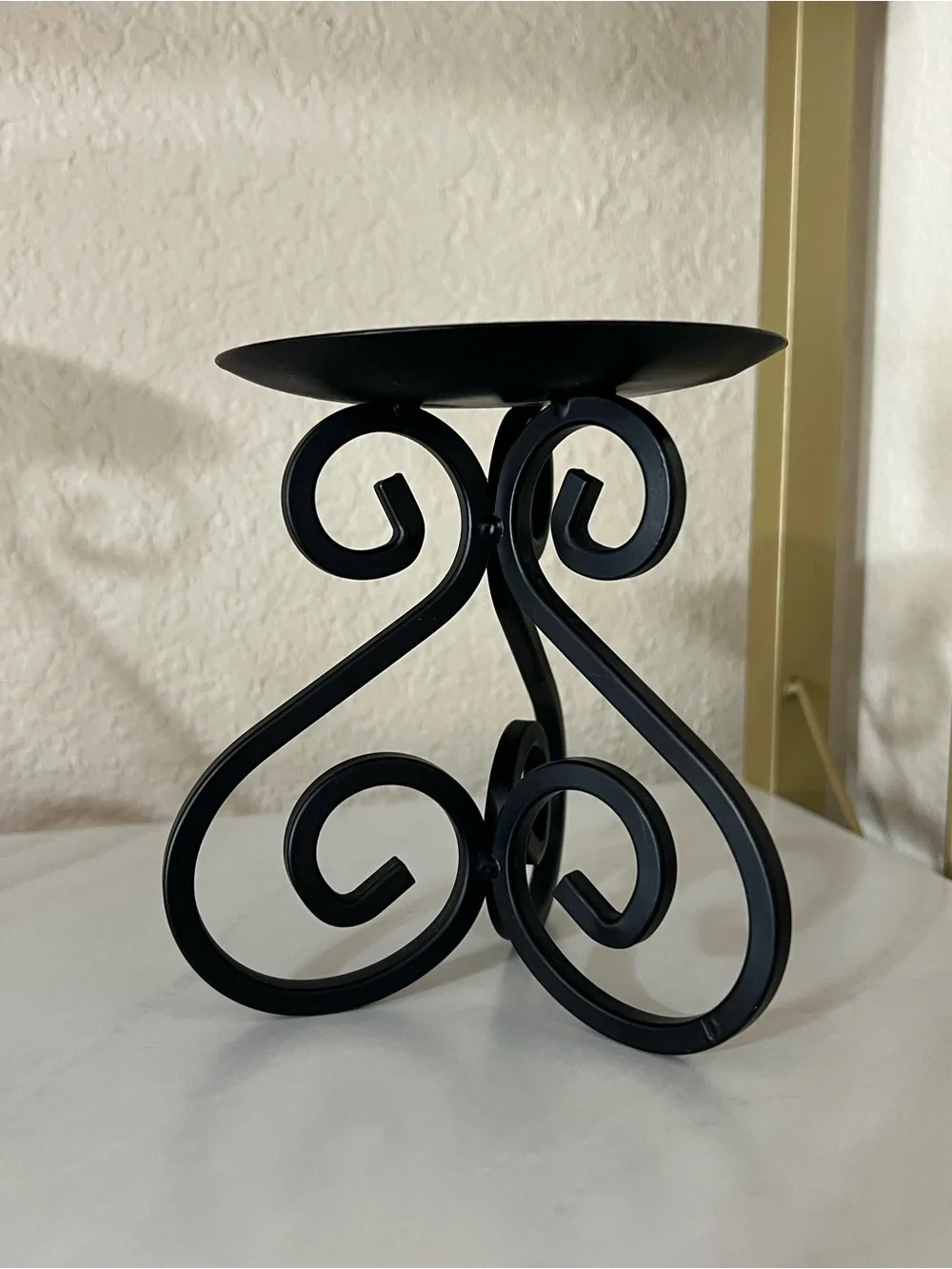 3 Black Decorative Scroll Wrought Iron Candle Stands